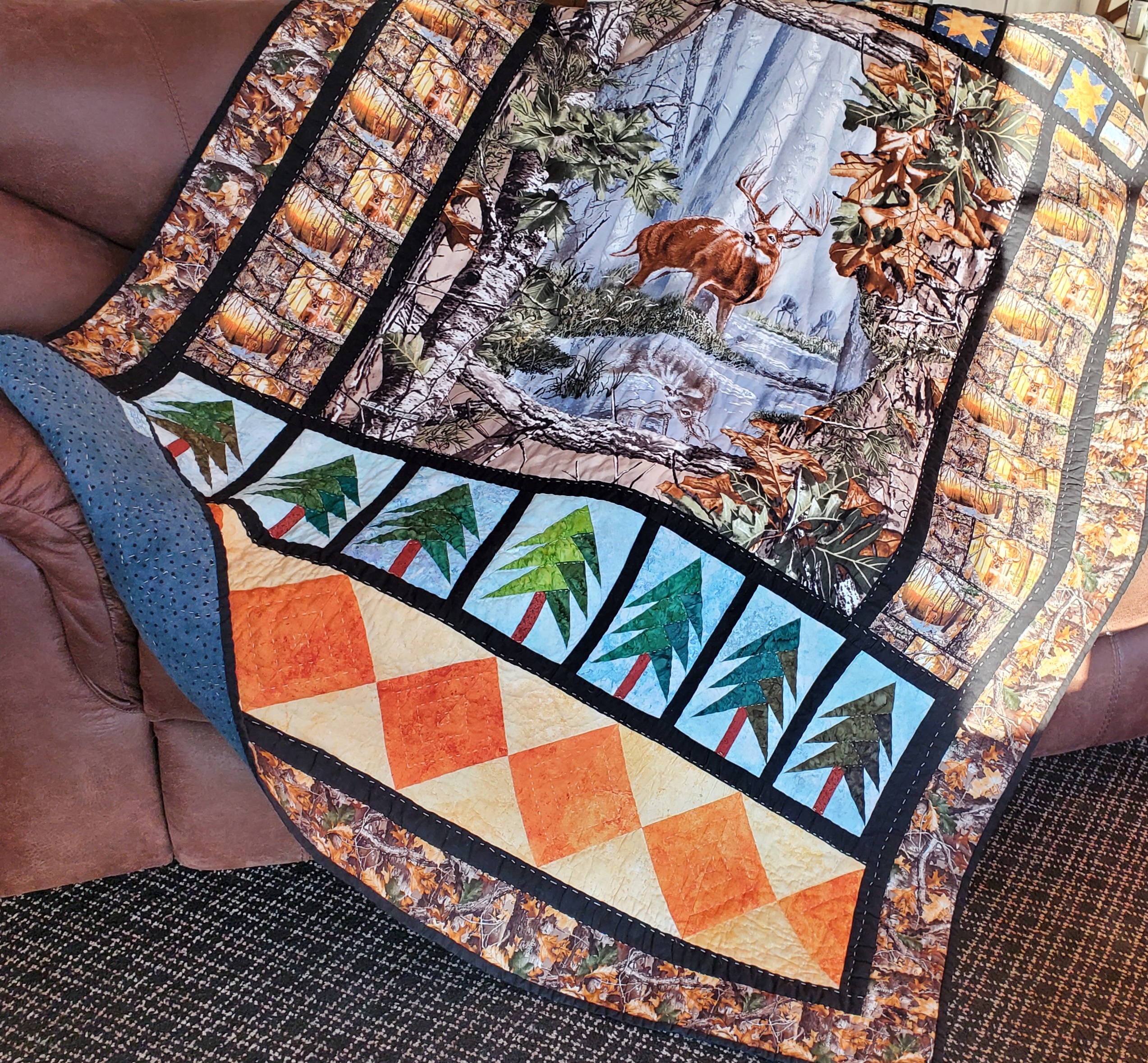 Deer in the Woods panel Quilt Finished! – Fran Beally's Blog